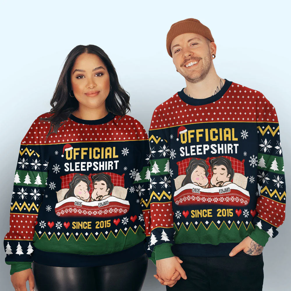 Couple Official Sleepshirt - Personalized Custom All-Over-Print Sweatshirt - Image 5