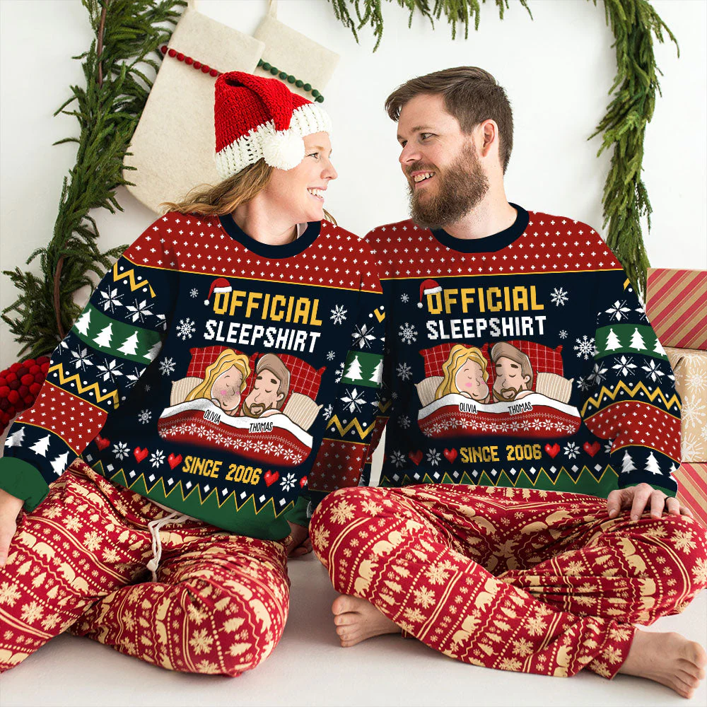 Couple Official Sleepshirt - Personalized Custom All-Over-Print Sweatshirt - Image 6