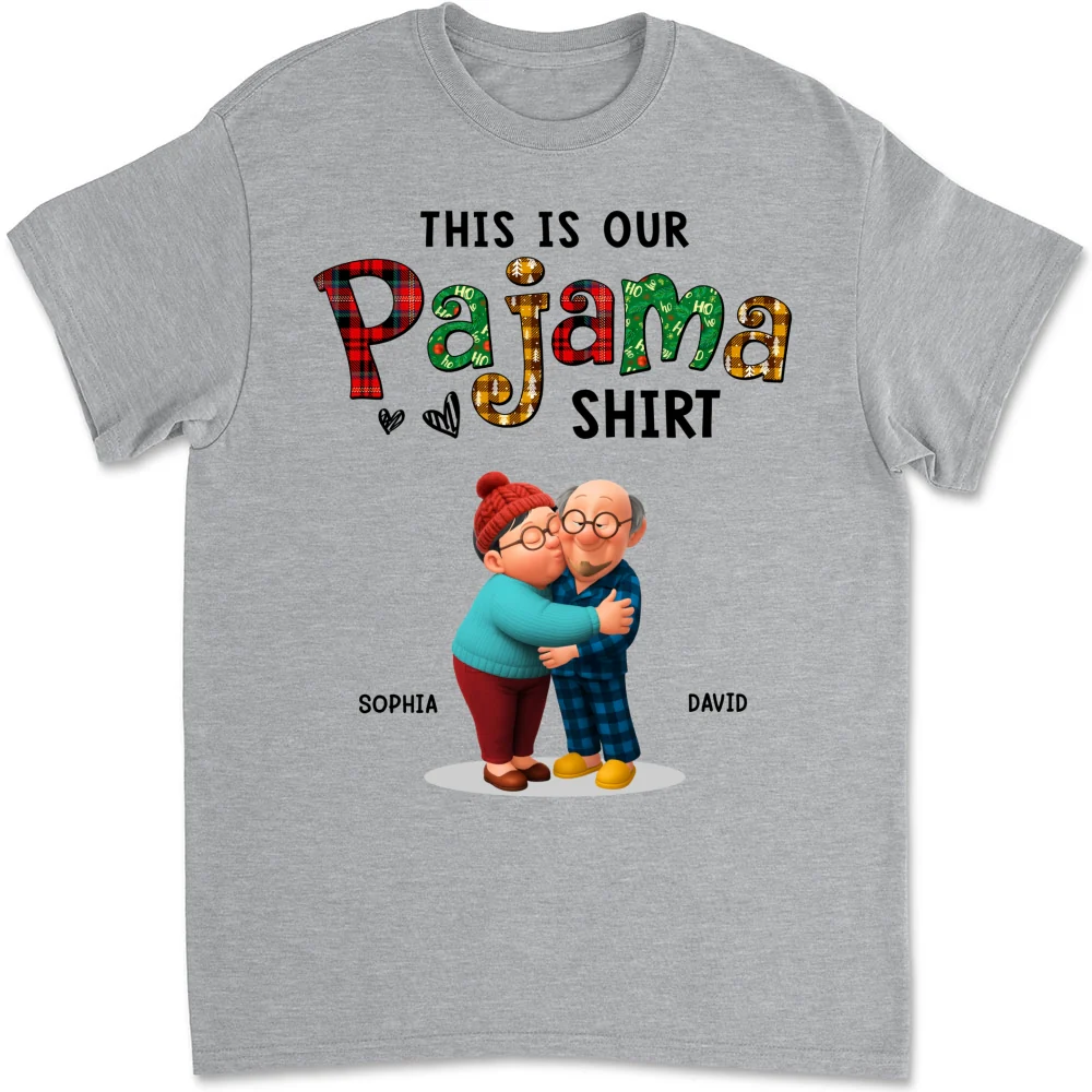 Couple Pajama Christmas Cartoon - Personalized Custom Shirt - Image 10