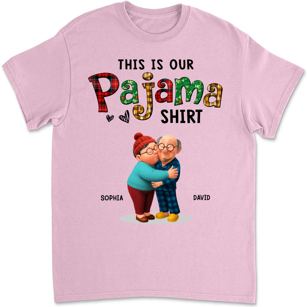 Couple Pajama Christmas Cartoon - Personalized Custom Shirt - Image 12