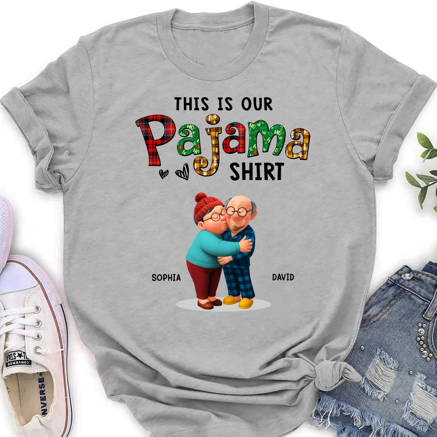 Couple Pajama Christmas Cartoon - Personalized Custom Shirt - Image 20