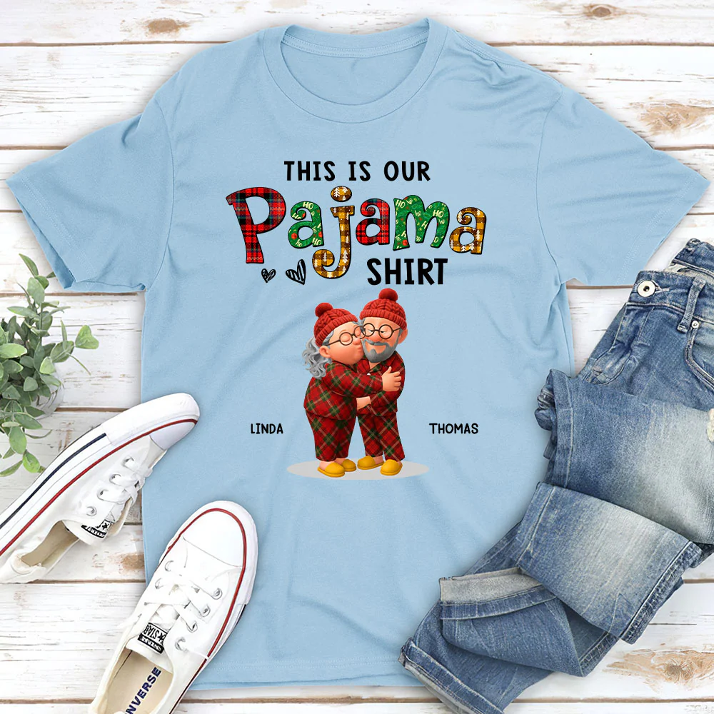 Couple Pajama Christmas Cartoon - Personalized Custom Shirt - Image 3