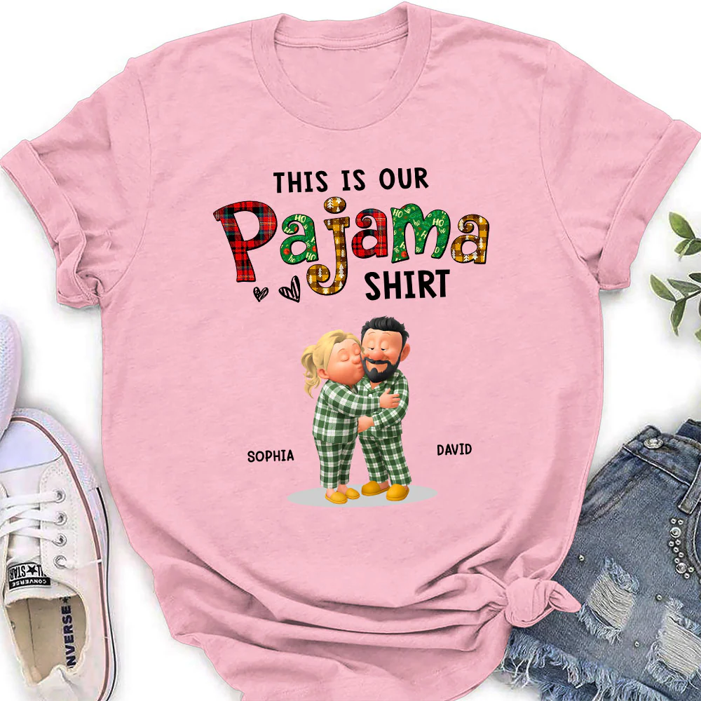 Couple Pajama Christmas Cartoon - Personalized Custom Shirt - Image 4