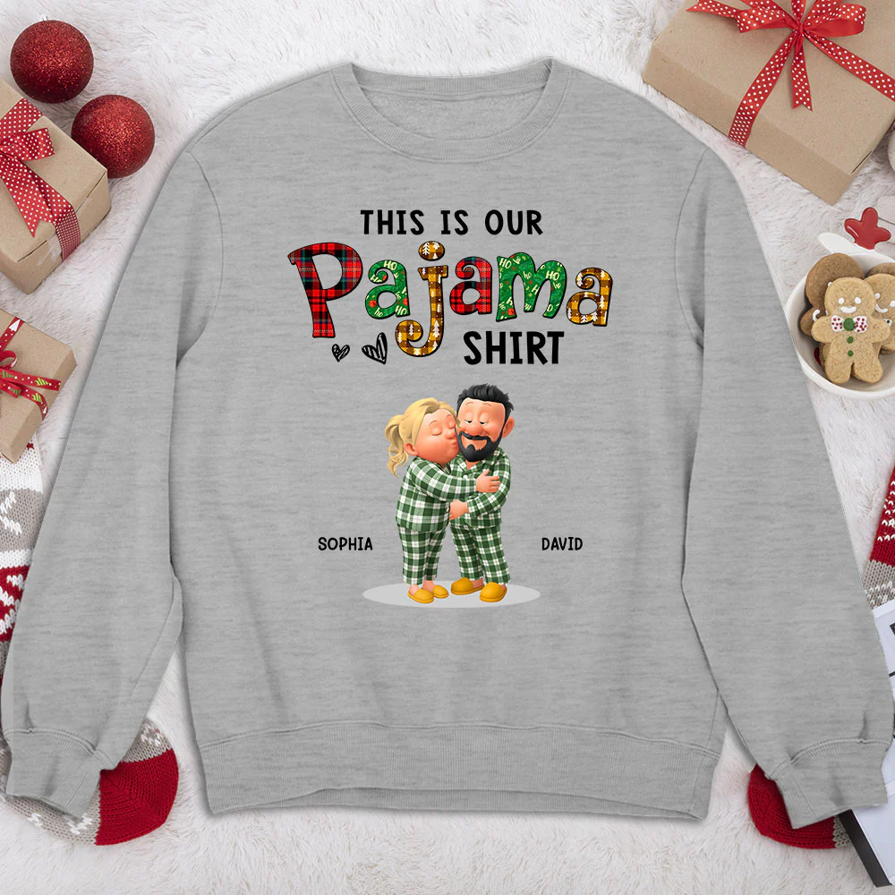 Couple Pajama Christmas Cartoon - Personalized Custom Shirt - Image 6
