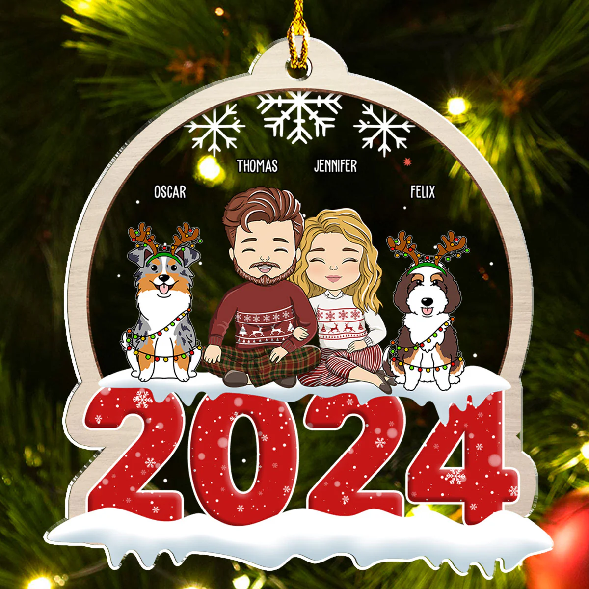 Couple Pet Snow Globe - Personalized Custom Acrylic Ornament - Image 4