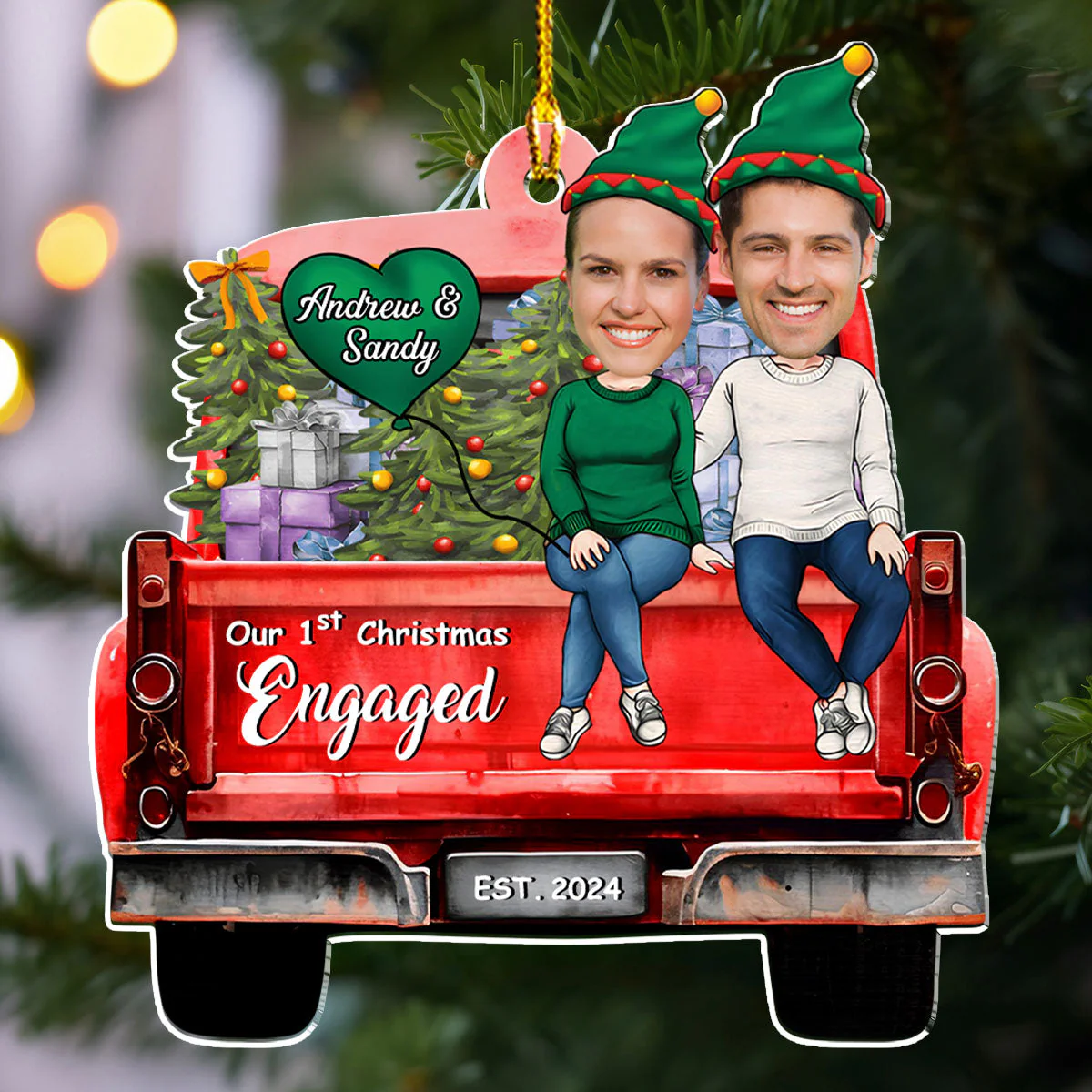 Couple Photo 1st Christmas - Personalized Custom Acrylic Ornament - Image 3