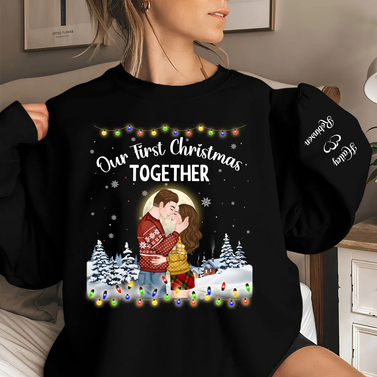 Couple Together Christmas - Personalized Custom Sweatshirt - Image 2