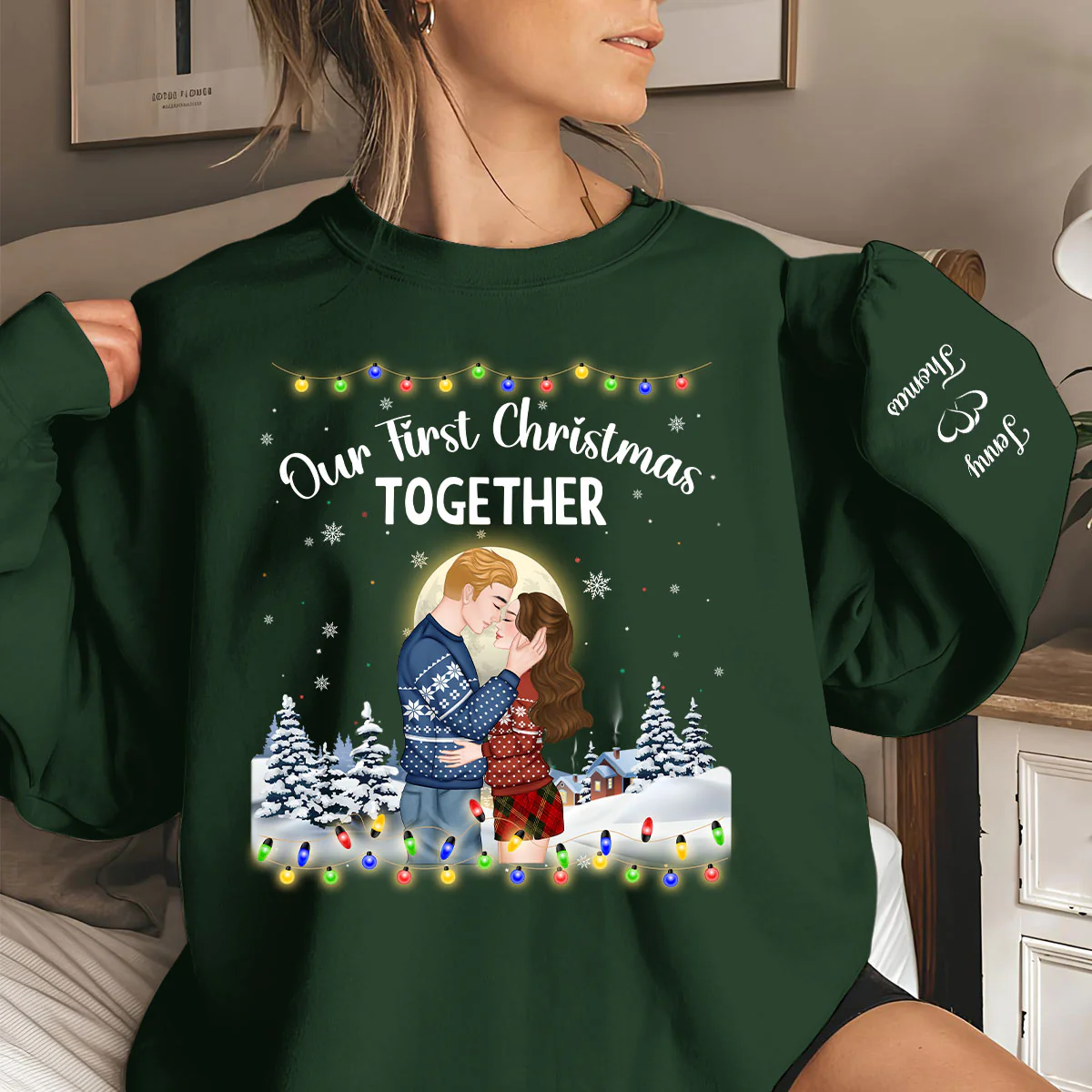 Couple Together Christmas - Personalized Custom Sweatshirt - Image 5