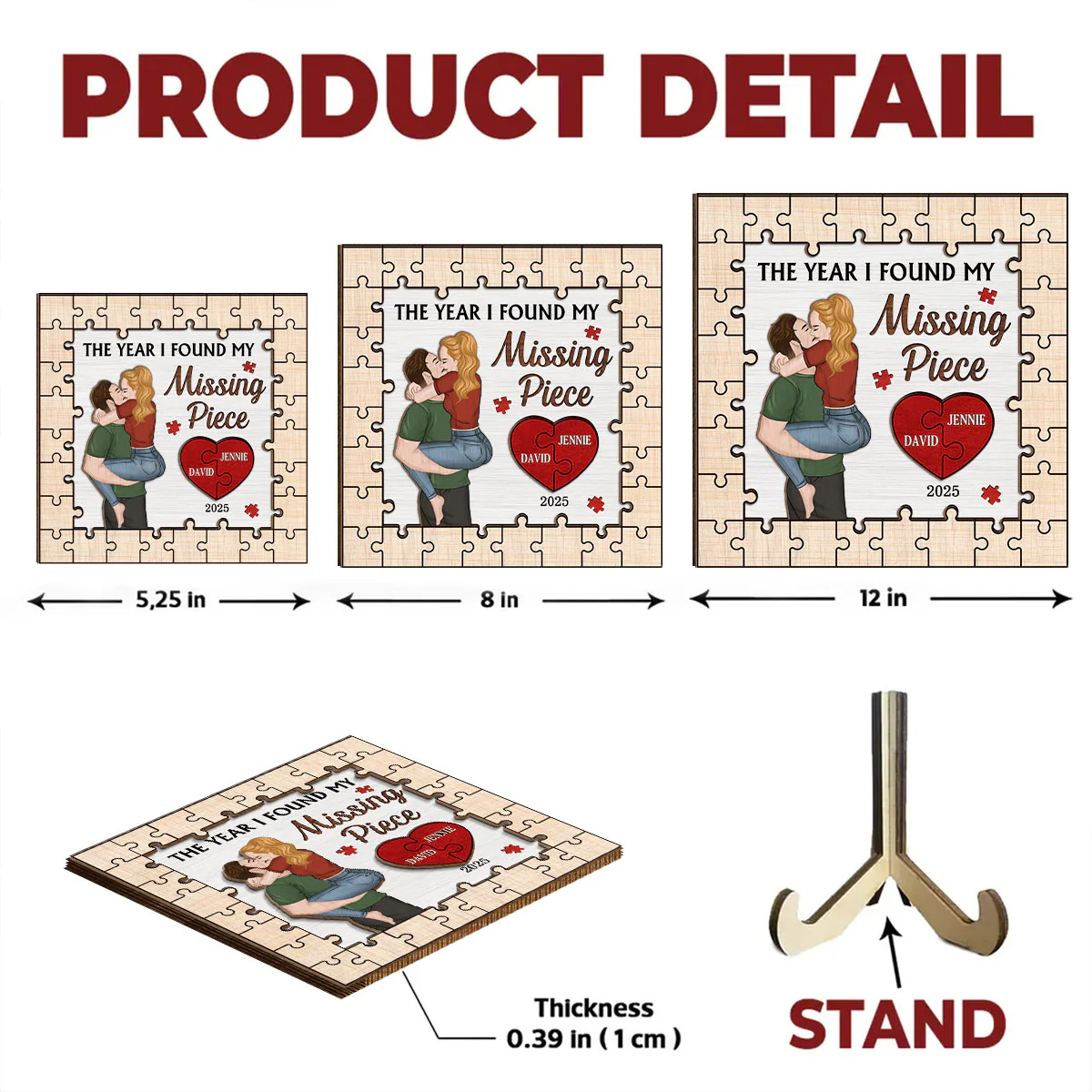 Couple With Love - Personalized Custom Wooden Plaque - Image 6