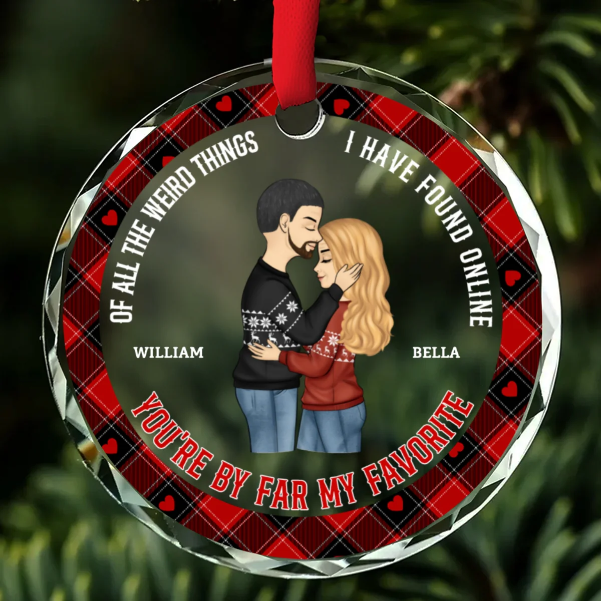 Couple You Are My Favorite By Far - Personalized Custom Glass Ornament - Image 6