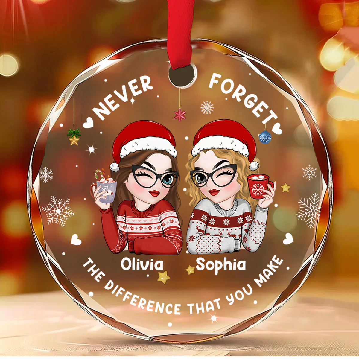 Coworker Forever - Personalized Custom Glass Ornament - Image 2