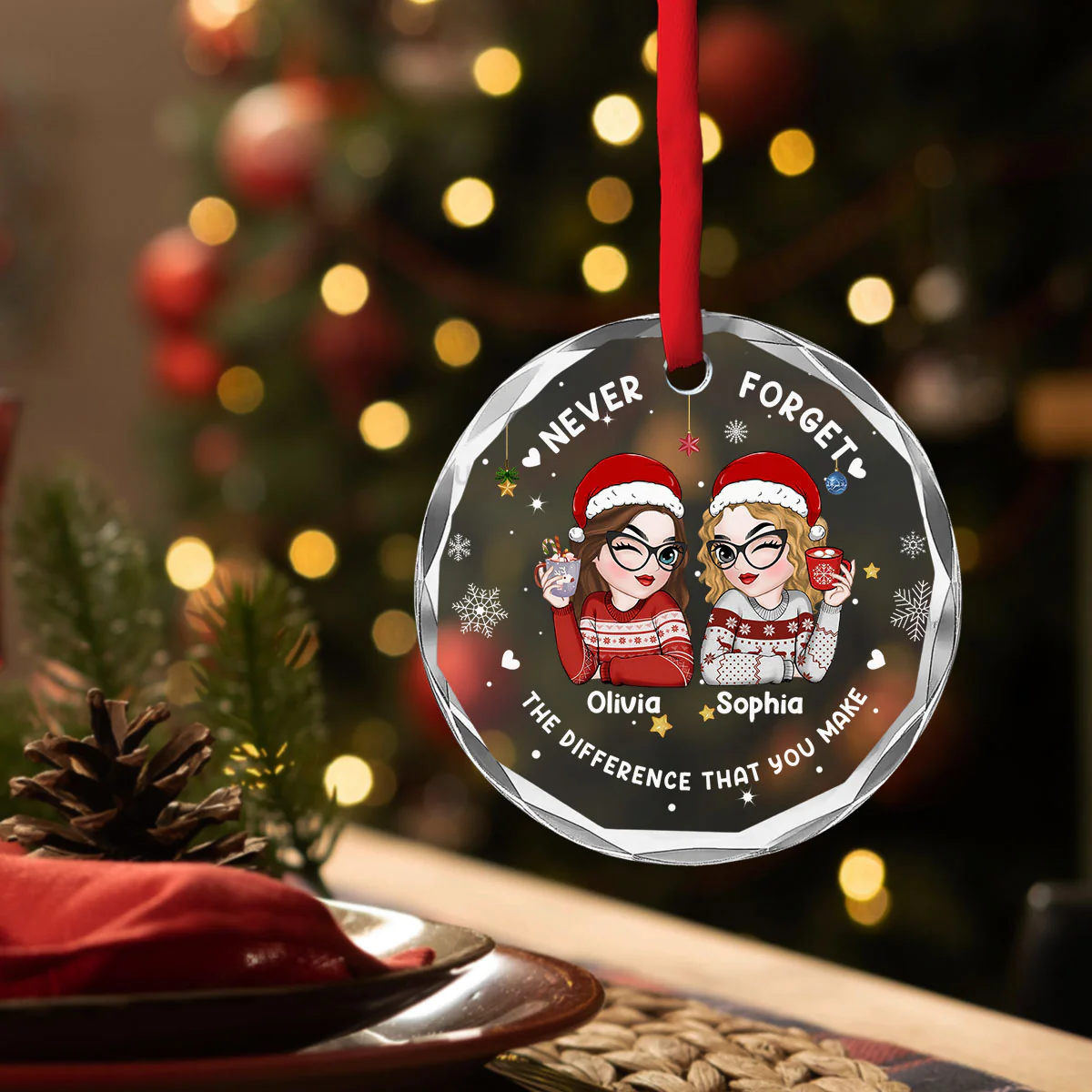 Coworker Forever - Personalized Custom Glass Ornament - Image 3