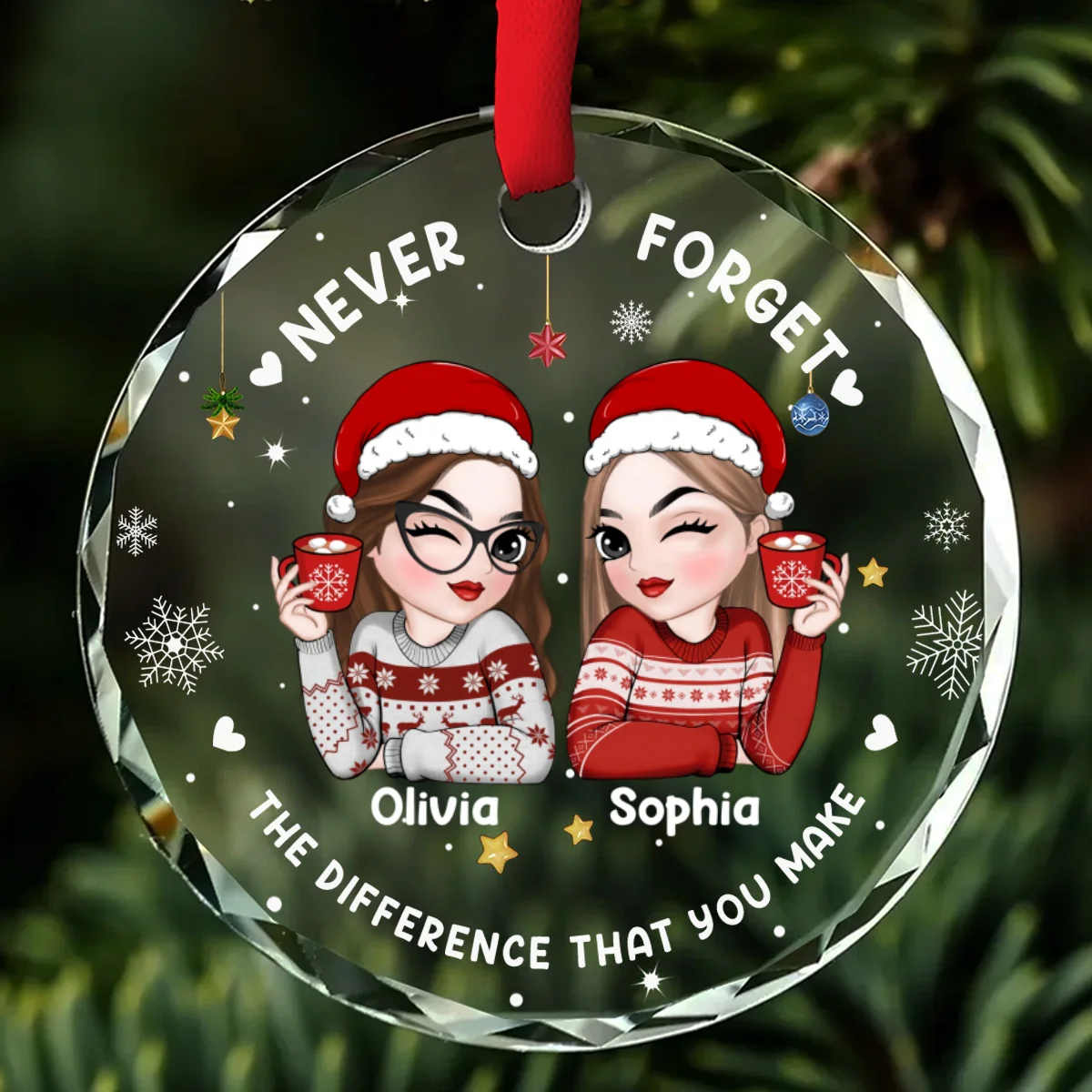 Coworker Forever - Personalized Custom Glass Ornament - Image 6