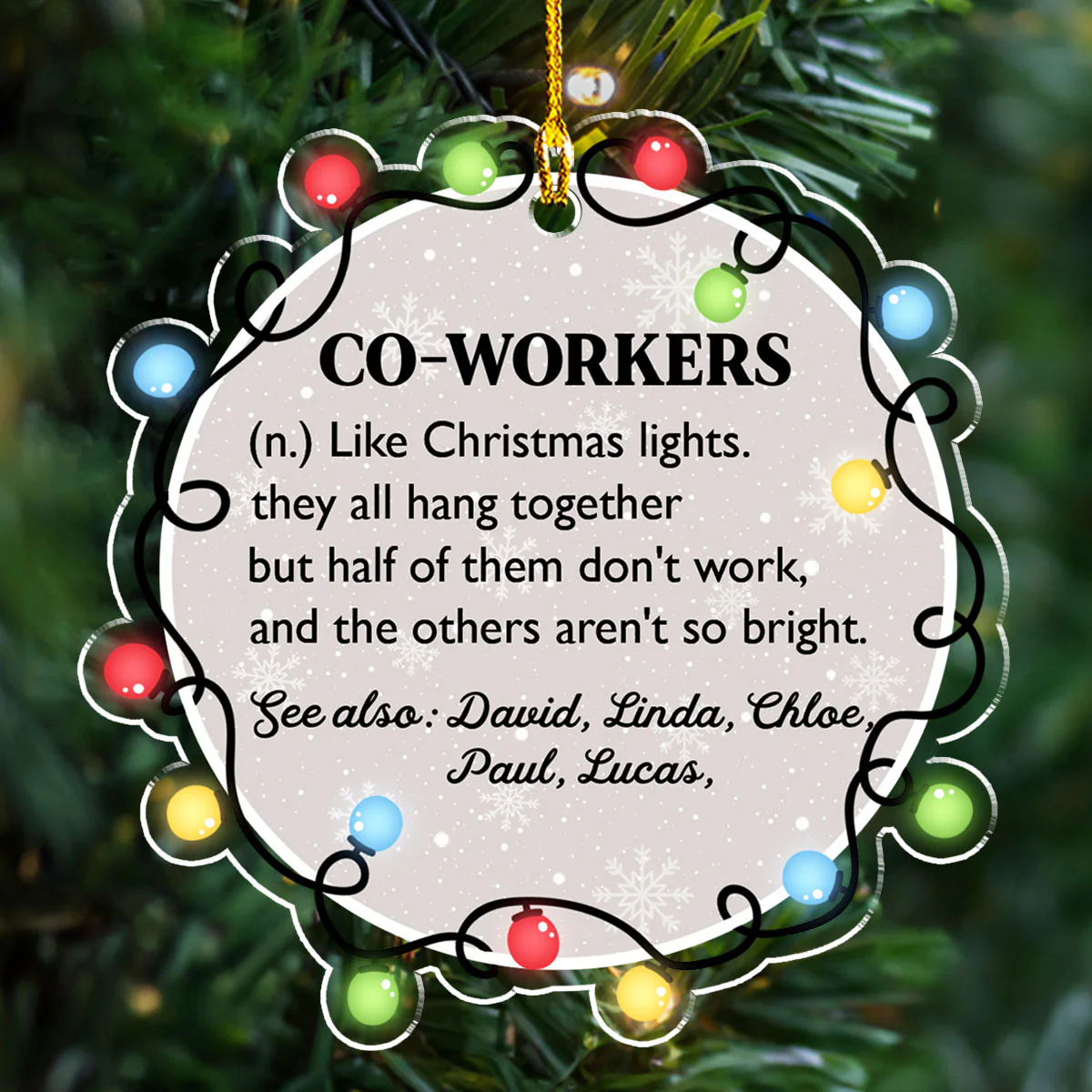 Coworker Like Christmas Lights - Personalized Custom Acrylic Ornament - Image 3