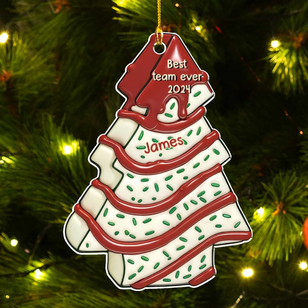 Coworker Tree Cake - Personalized Custom 3D Effect Acrylic Ornament - Image 6