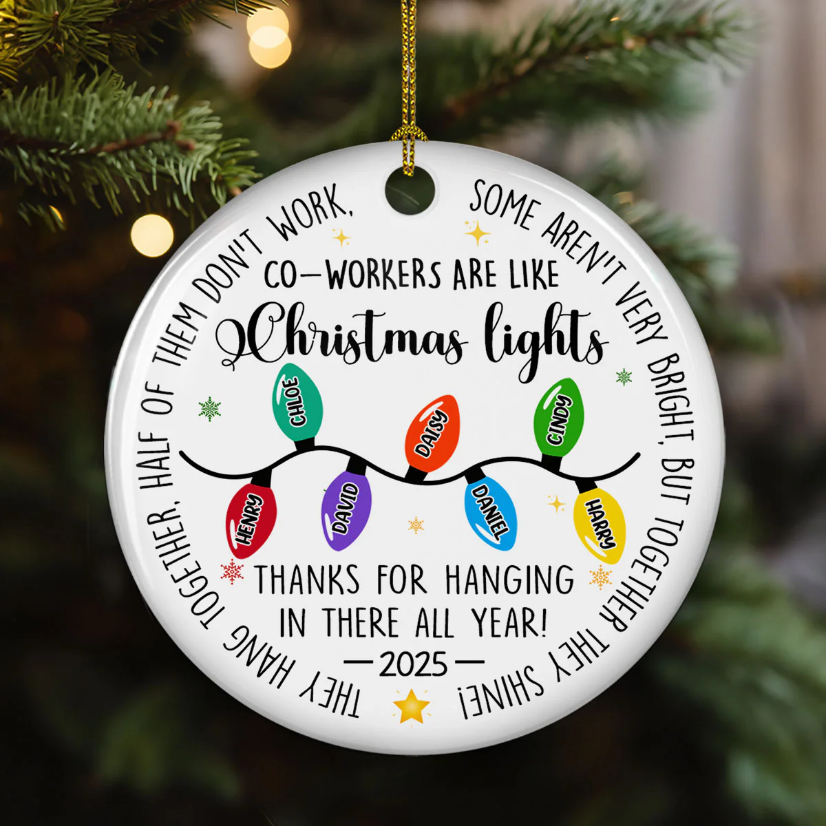 Coworkers Are Like Christmas Lights - Personalized Custom Ceramic Ornament