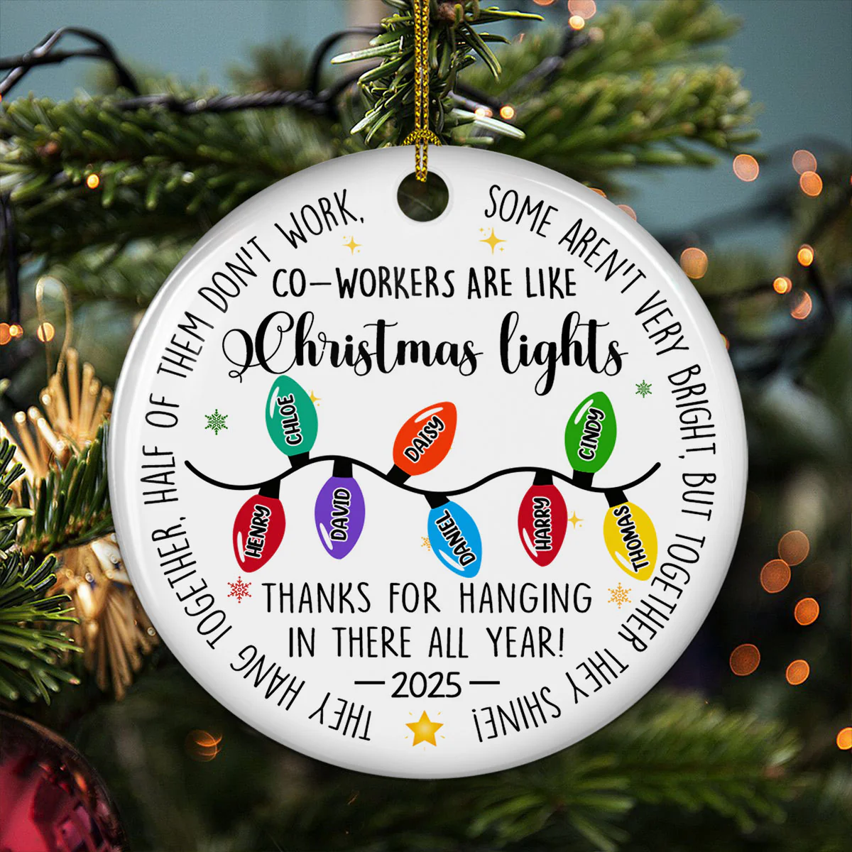 Coworkers Are Like Christmas Lights - Personalized Custom Ceramic Ornament - Image 2