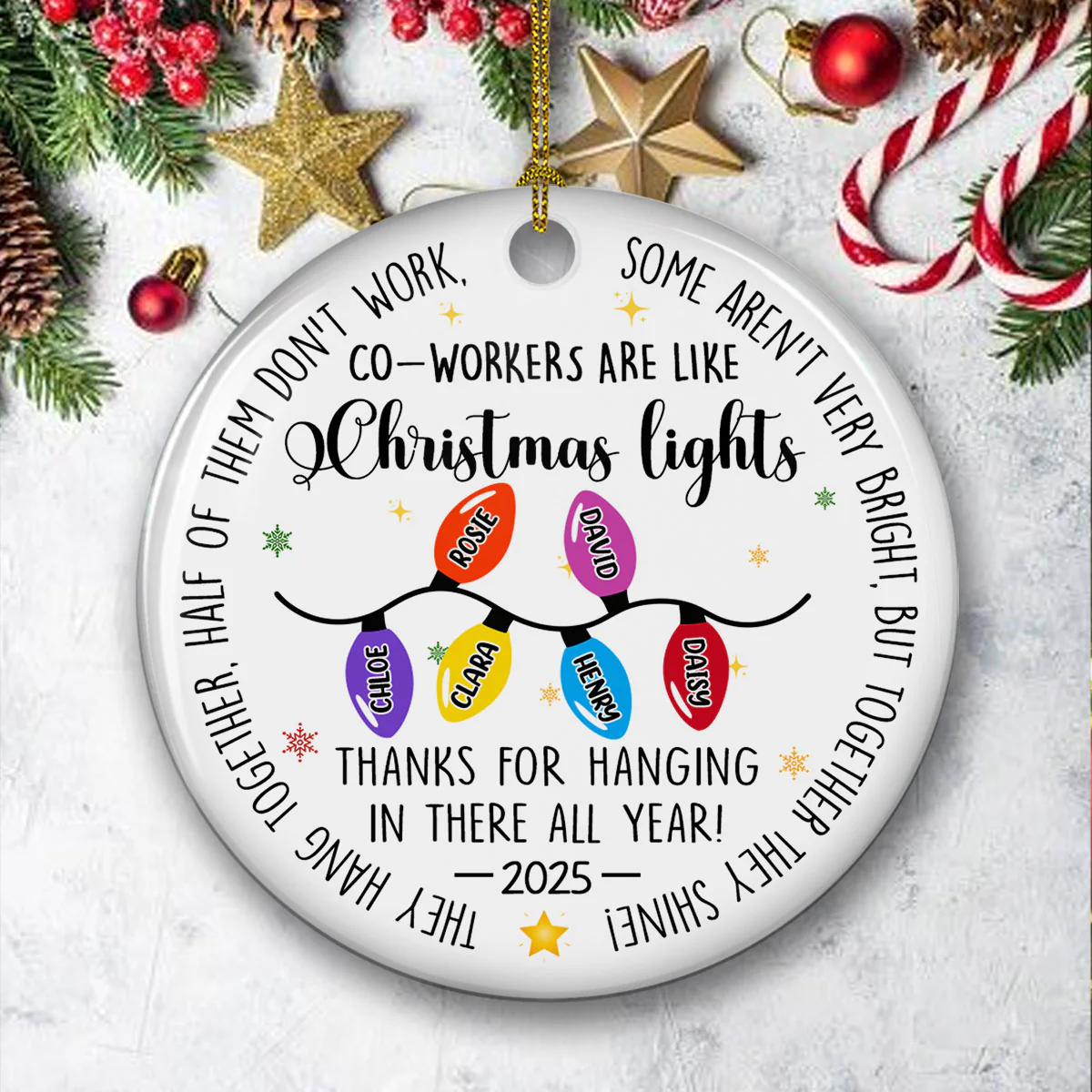 Coworkers Are Like Christmas Lights - Personalized Custom Ceramic Ornament - Image 4