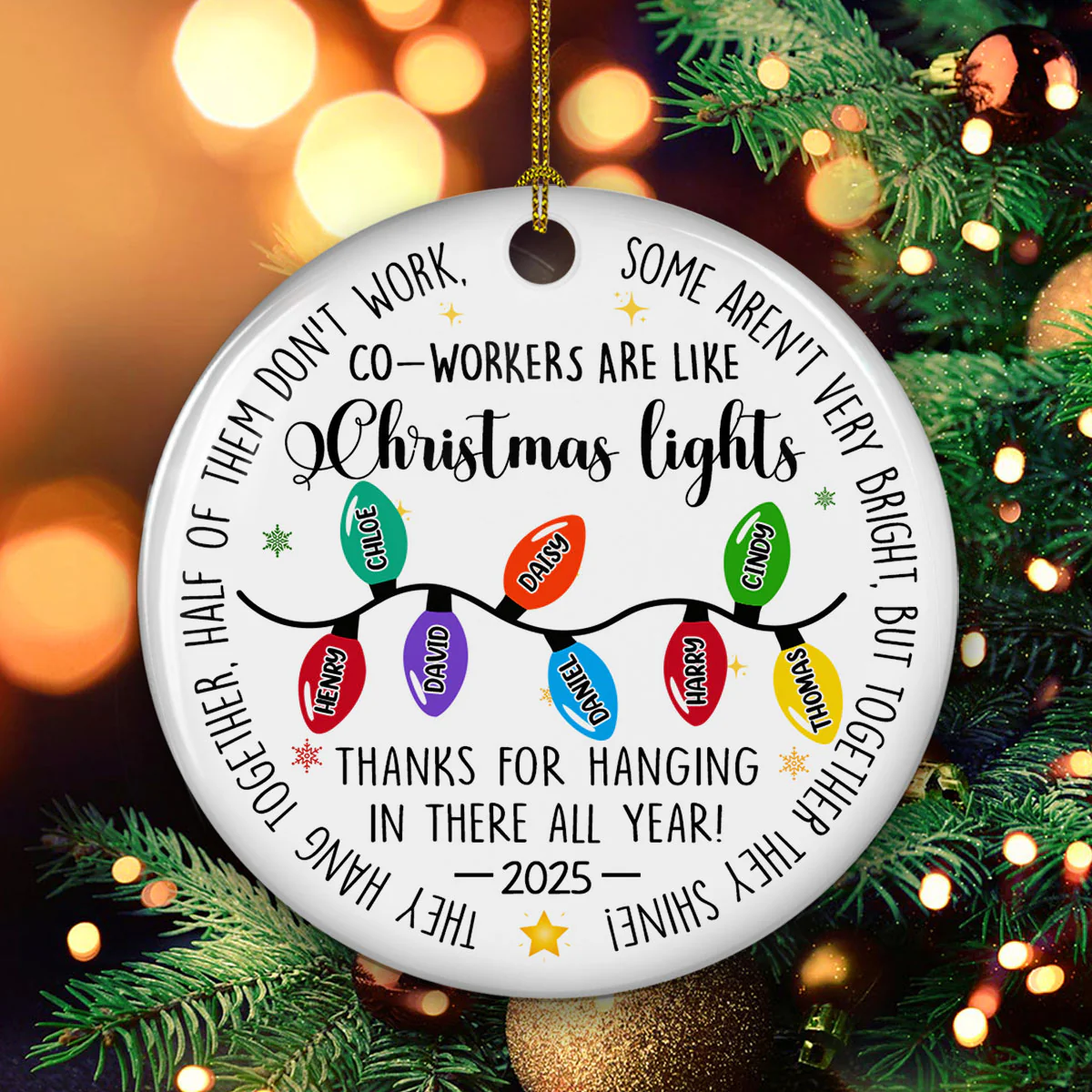 Coworkers Are Like Christmas Lights - Personalized Custom Ceramic Ornament - Image 5