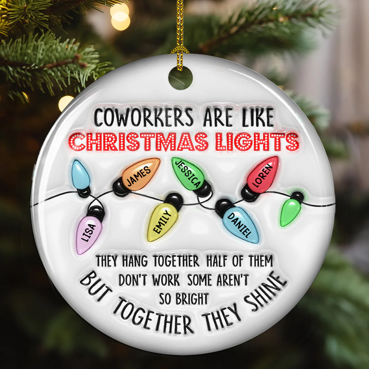 Coworkers Are Like Christmas - Personalized Custom 3D Inflated Effect Ceramic Ornament - Image 5