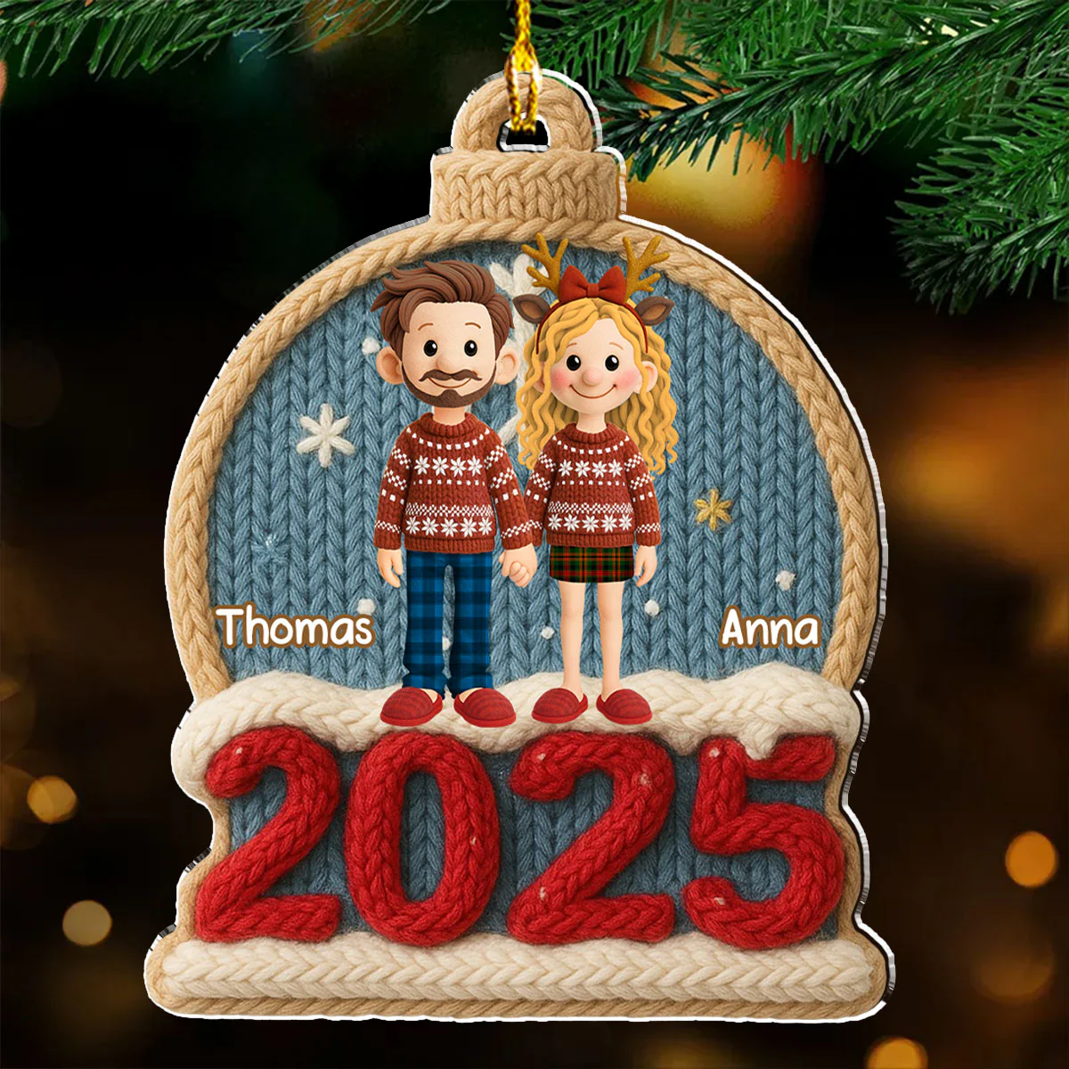 Cozy Couple Christmas - Personalized Custom Acrylic Ornament - Image 2
