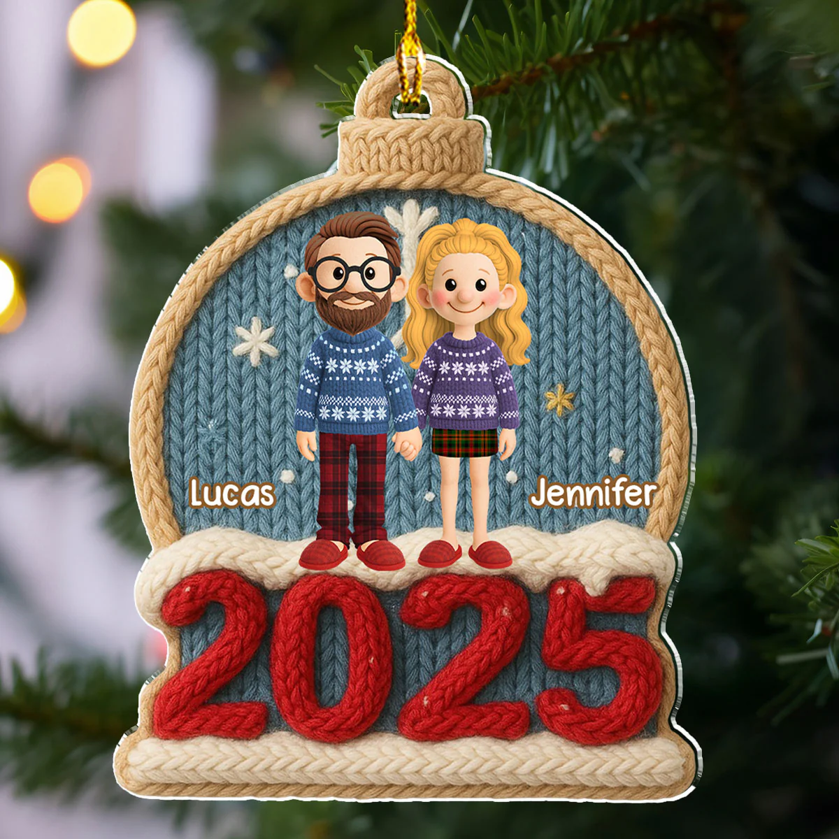 Cozy Couple Christmas - Personalized Custom Acrylic Ornament - Image 3