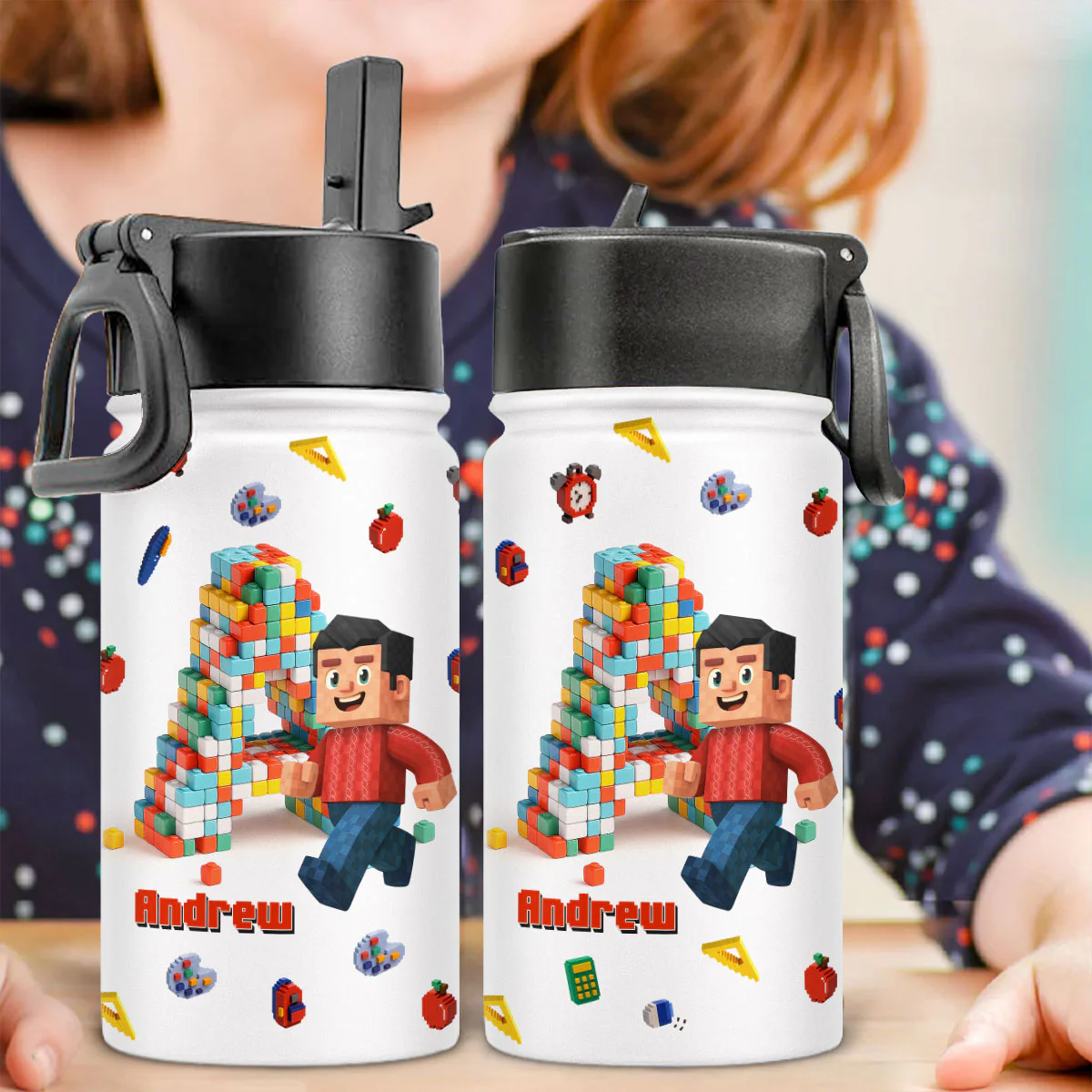 Crafted With Love - Personalized Custom Kids Water Bottle - Image 2