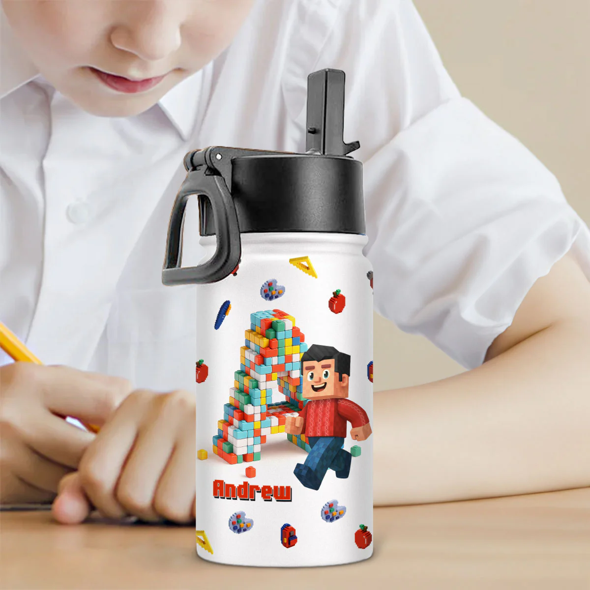 Crafted With Love - Personalized Custom Kids Water Bottle - Image 3