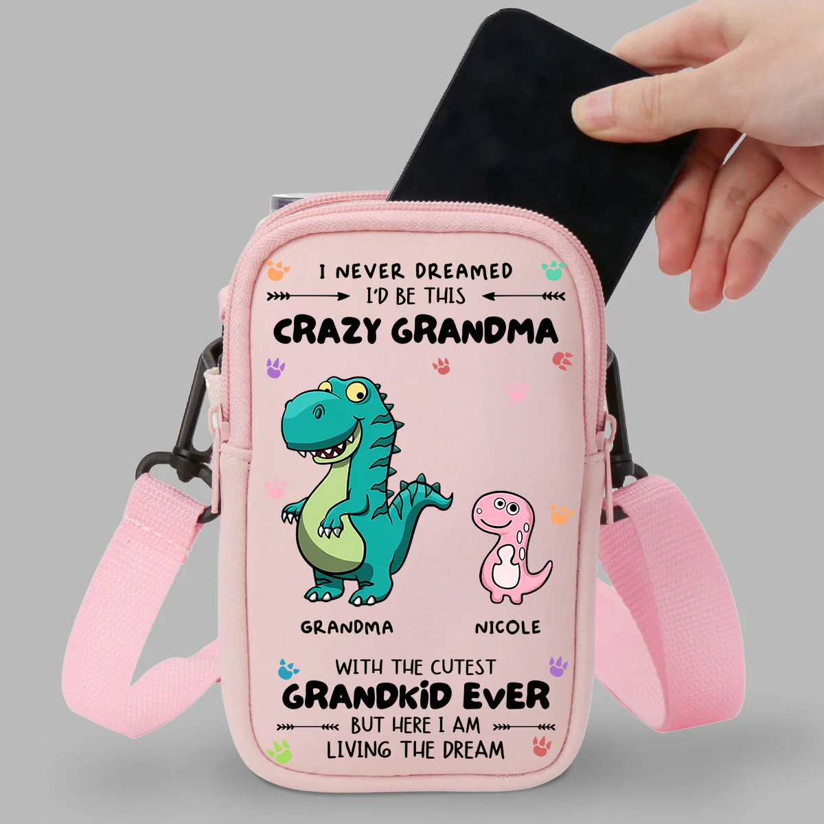 Crazy Grandma With Cutest Grandkids - Personalized Custom Water Bottle Carrier Bag - Image 4