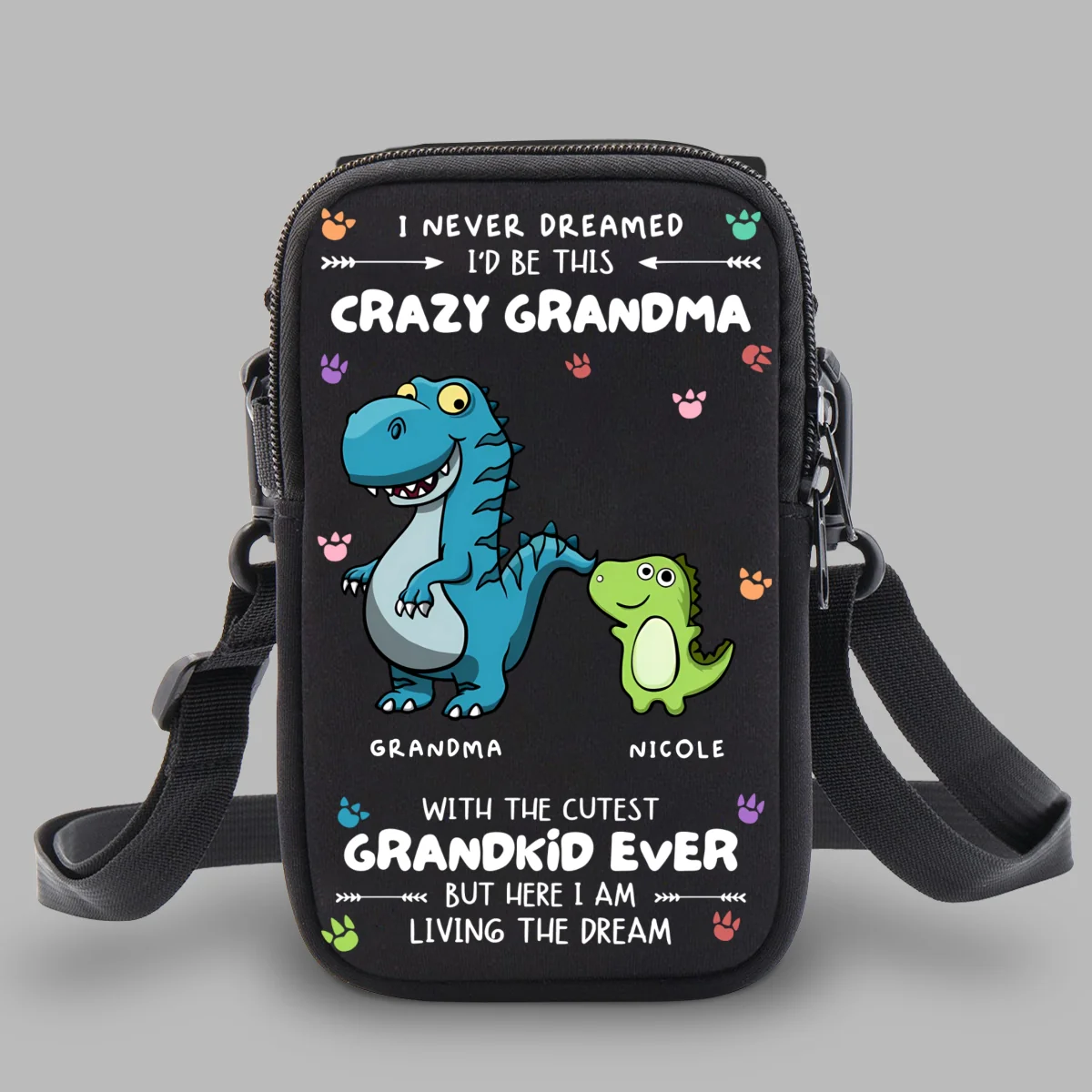 Crazy Grandma With Cutest Grandkids - Personalized Custom Water Bottle Carrier Bag - Image 7