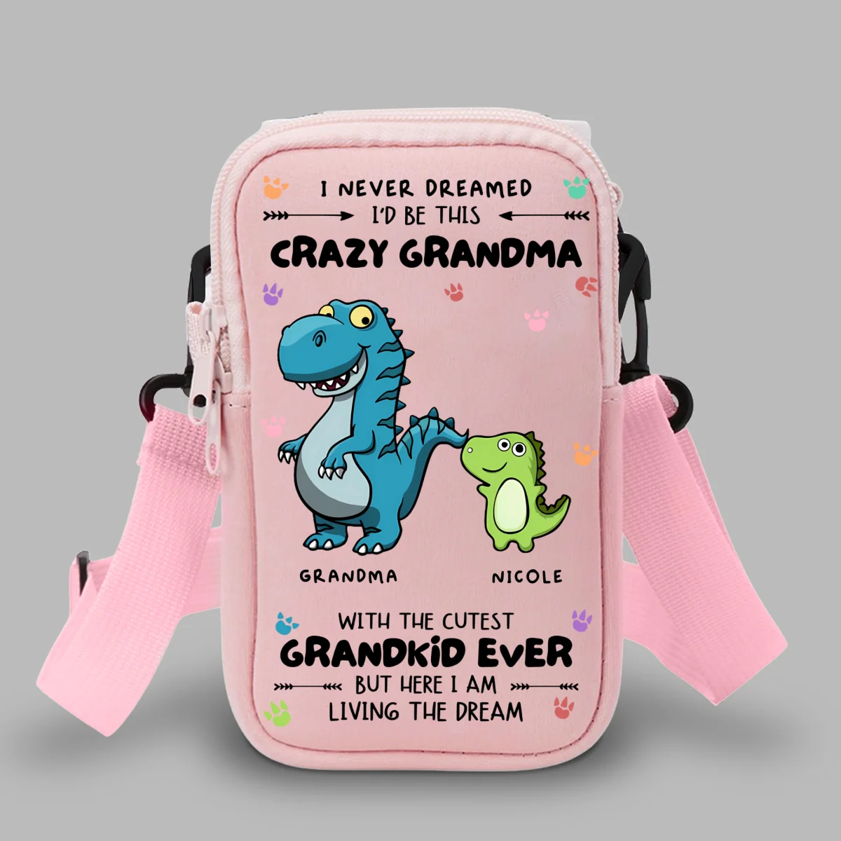 Crazy Grandma With Cutest Grandkids - Personalized Custom Water Bottle Carrier Bag - Image 8