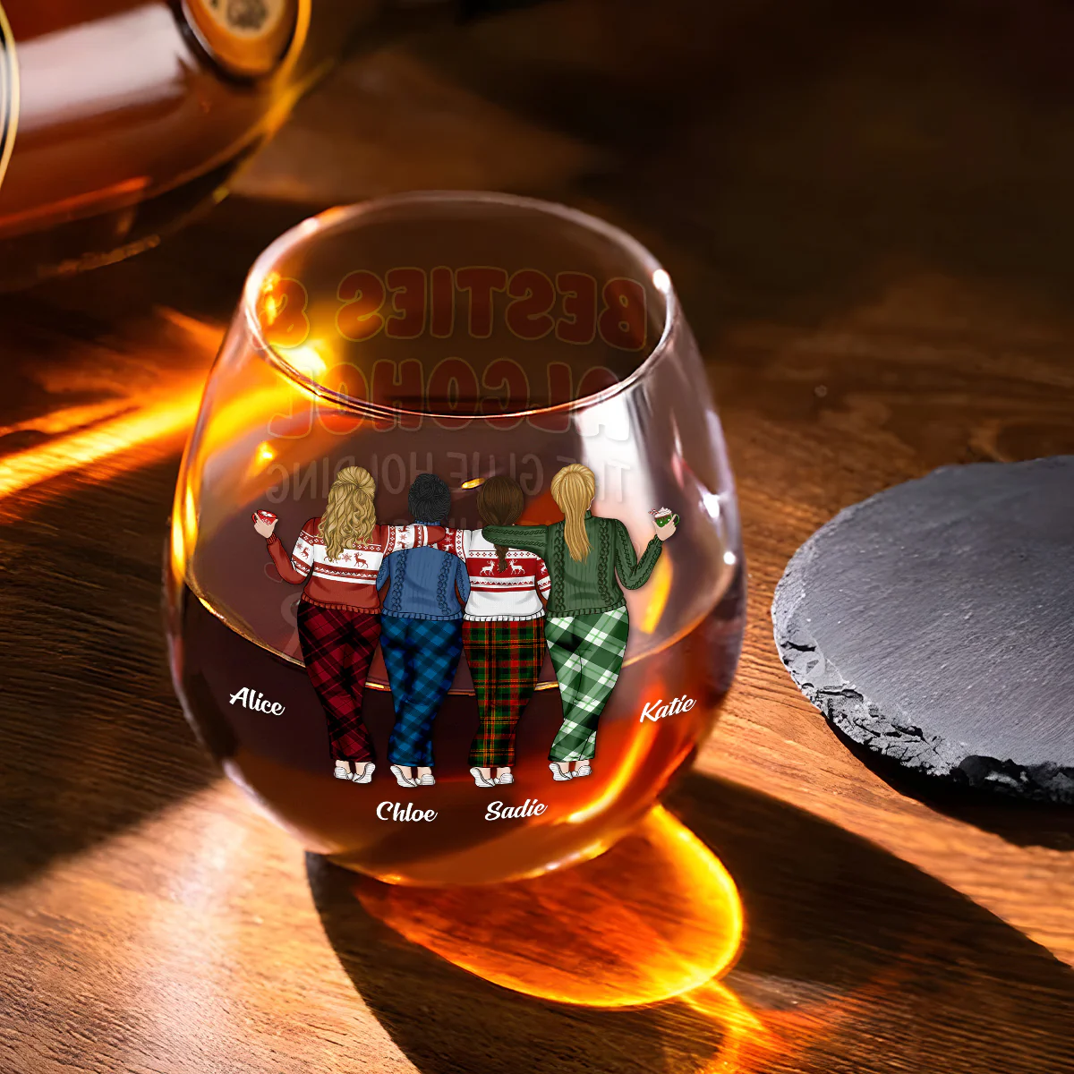 Crazy Night Besties - Personalized Custom Wine Glass - Image 4