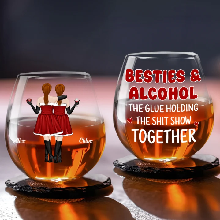 Crazy Night Besties - Personalized Custom Wine Glass - Image 5