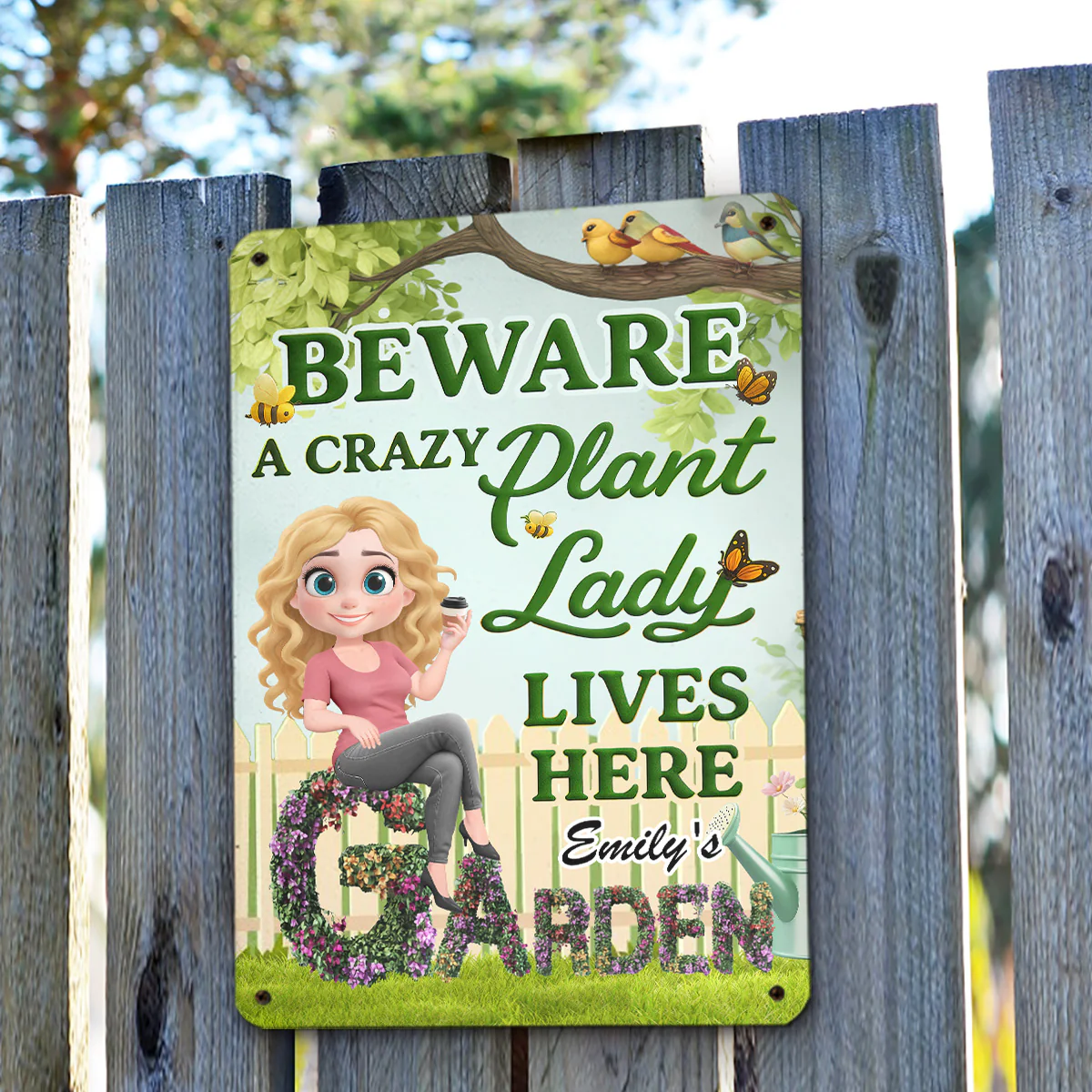 Crazy Plant Lady Garden - Personalized Custom Metal Sign - Image 3