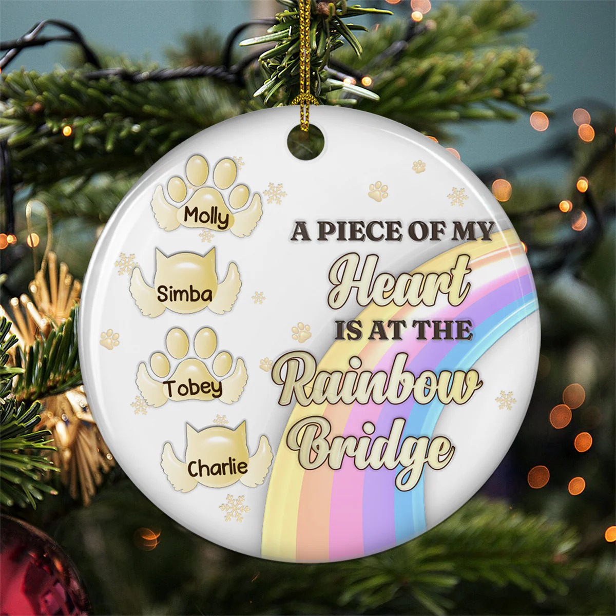 Crossed The Rainbow Bridge - Personalized Custom 3D Inflated Effect Ceramic Ornament - Image 3
