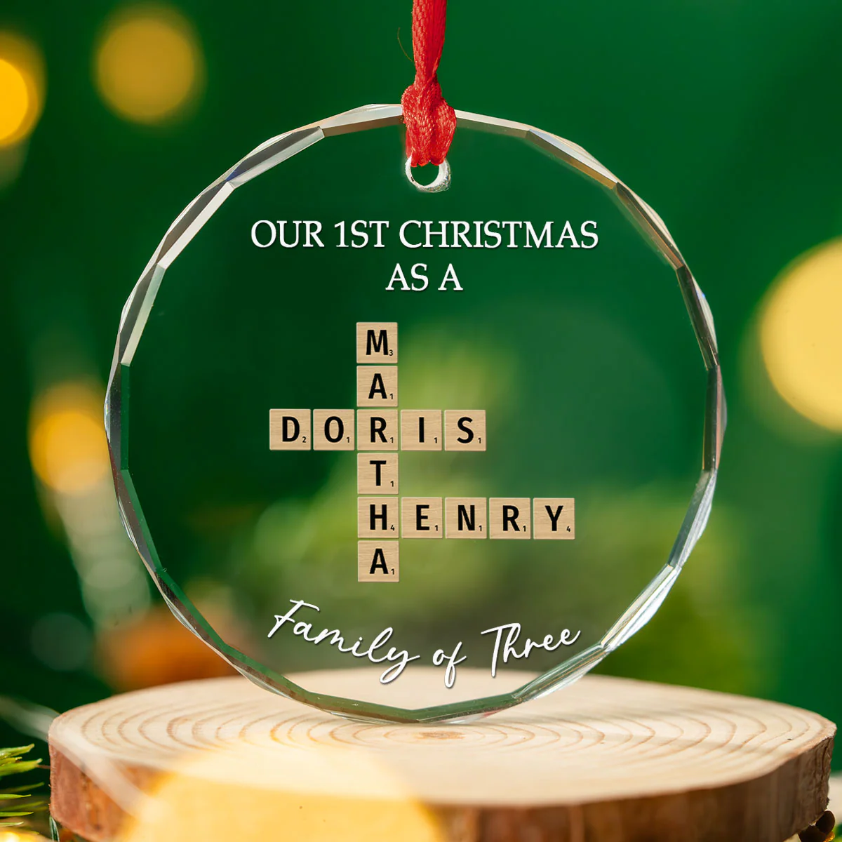 Crossword Art Created In A Moment - Personalized Custom Glass Ornament - Image 2