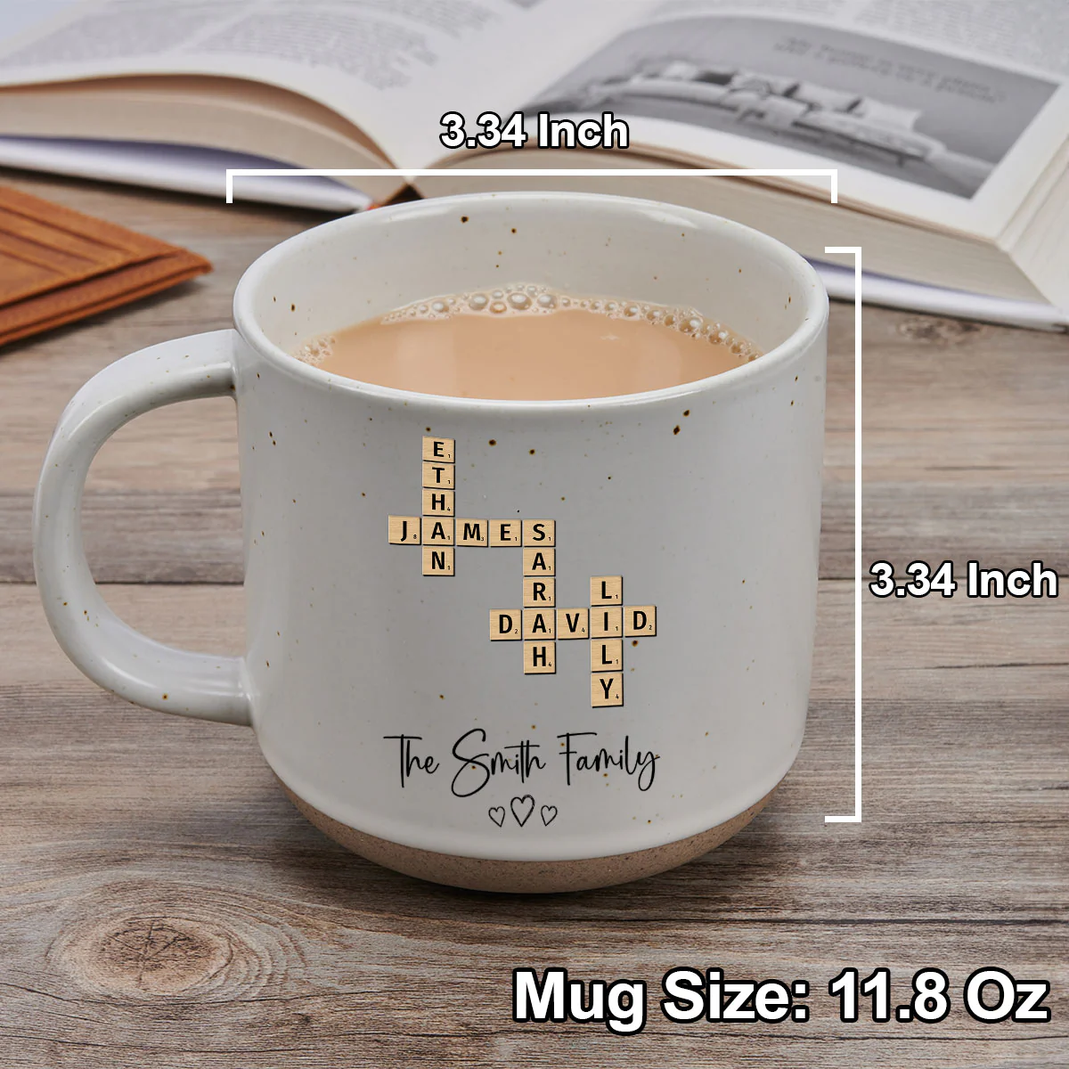Crossword Art Merry Christmas - Personalized Custom Pottery Mug - Image 5