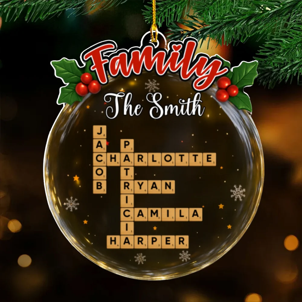 Crossword Style Family Keepsake - Personalized Custom Acrylic Ornament - Image 6