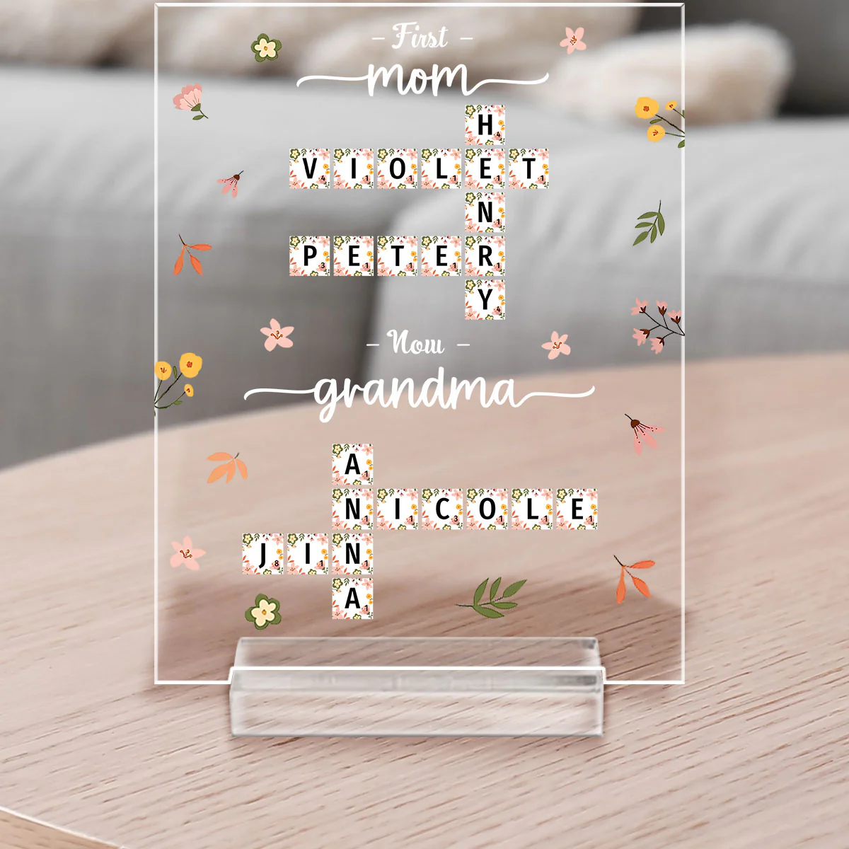 Crosswork First Mom Now Grandma - Personalized Custom Acrylic Plaque With Base