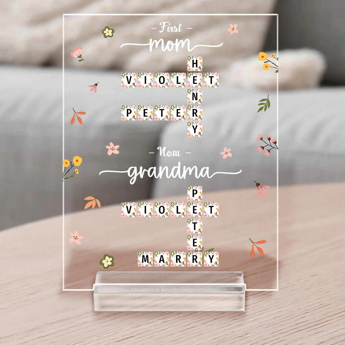 Crosswork First Mom Now Grandma - Personalized Custom Acrylic Plaque With Base - Image 2