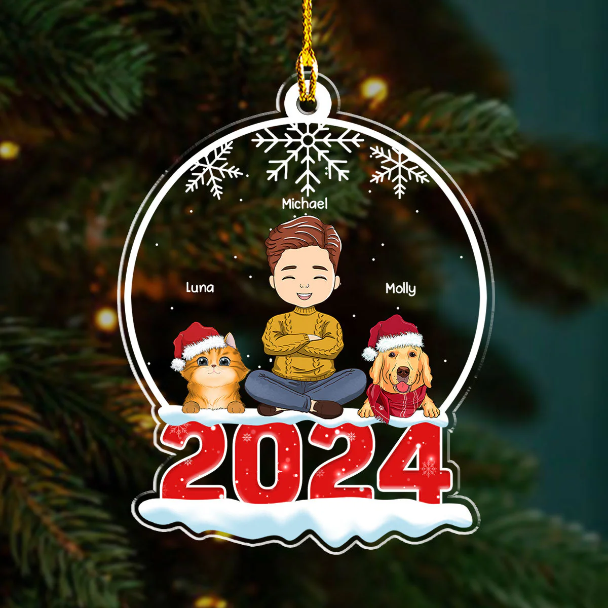 Crystal Snow Globe - Personalized Custom Acrylic Ornament - Image 3