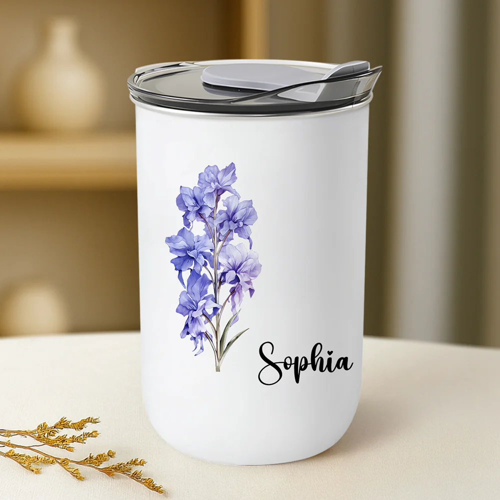 Custom Birth Month Flower Gift - Personalized Custom 10oz Tumbler