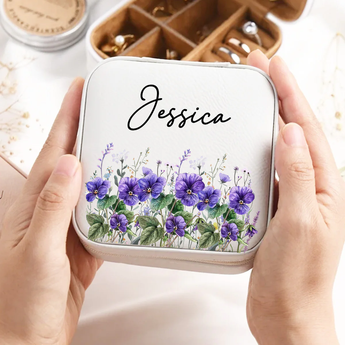 Custom Birth Month Flower Gift - Personalized Custom Jewelry Box