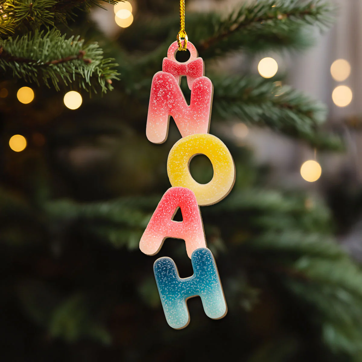 Custom Candy Letter With Name For Family, Kids - Personalized Custom Wood Ornament