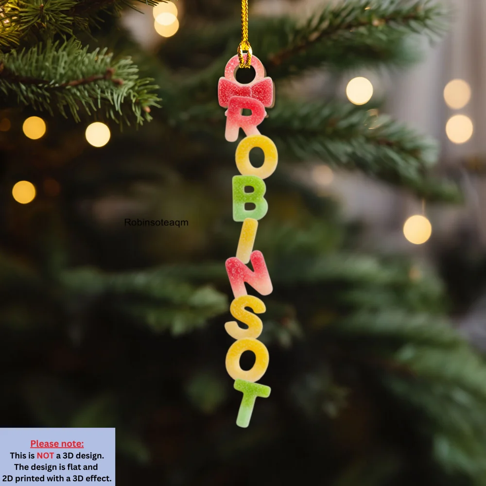 Custom Candy Letter With Name For Family, Kids - Personalized Custom Wood Ornament - Image 6