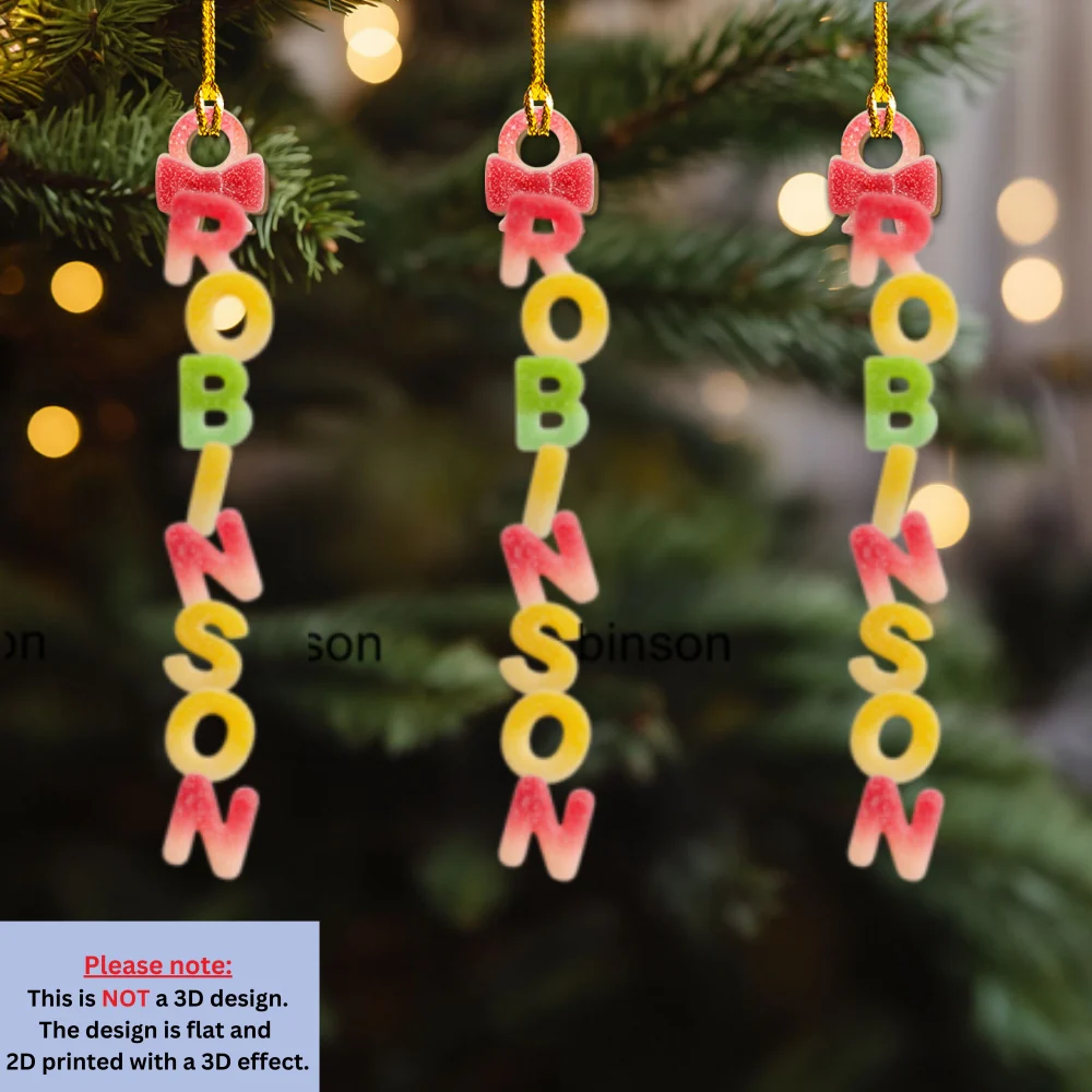 Custom Candy Letter With Name For Family, Kids - Personalized Custom Wood Ornament - Image 8