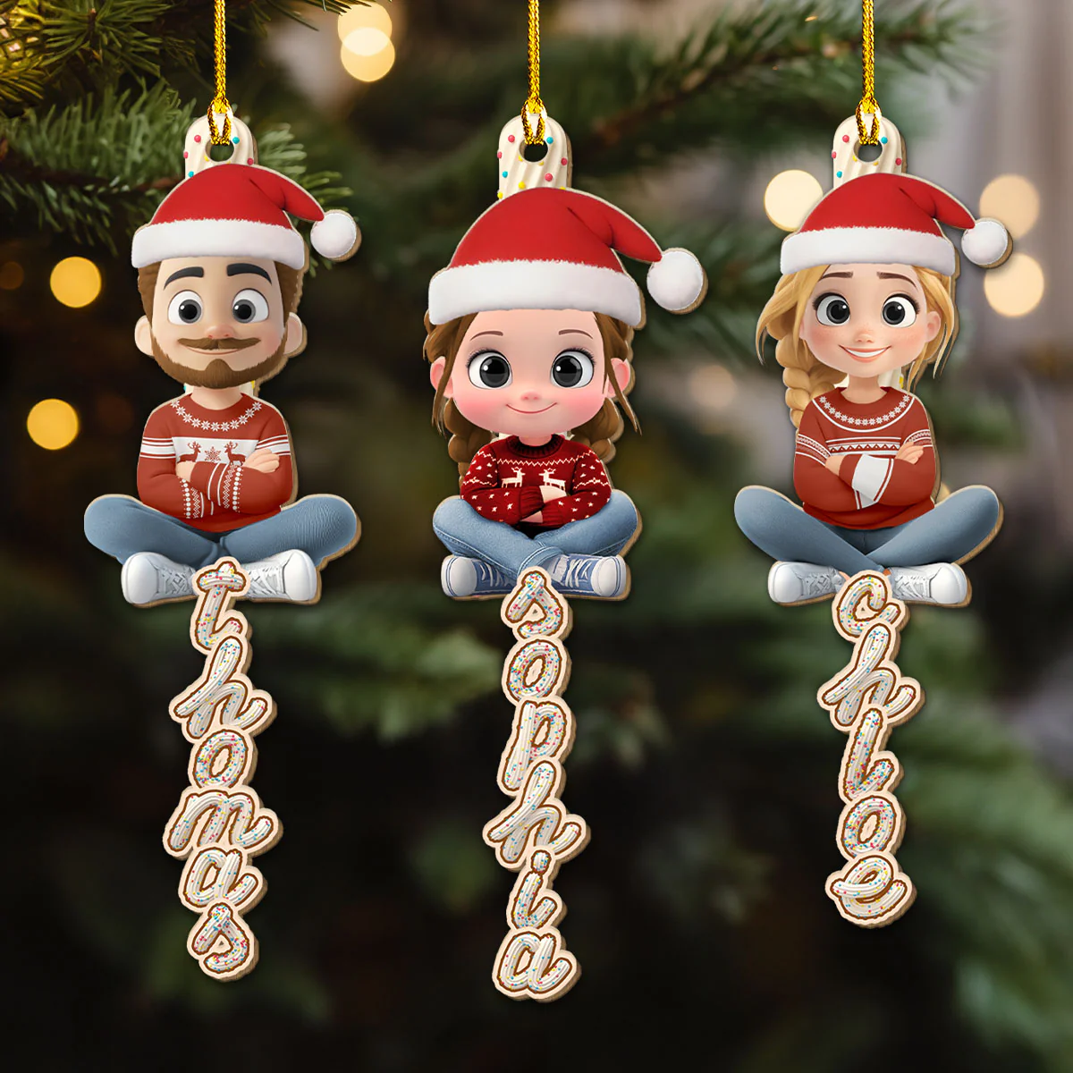 Custom Candy Letter With Name For Family, Kids - Personalized Custom Wood Ornament
