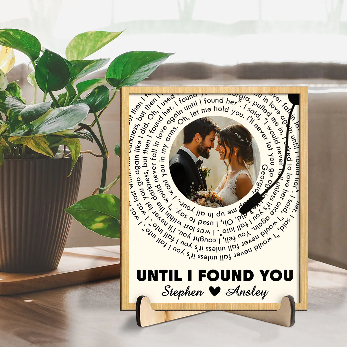 Custom Couple Photo And Favorite Spiral Song Lyrics - Personalized Custom Wooden Plaque - Image 3