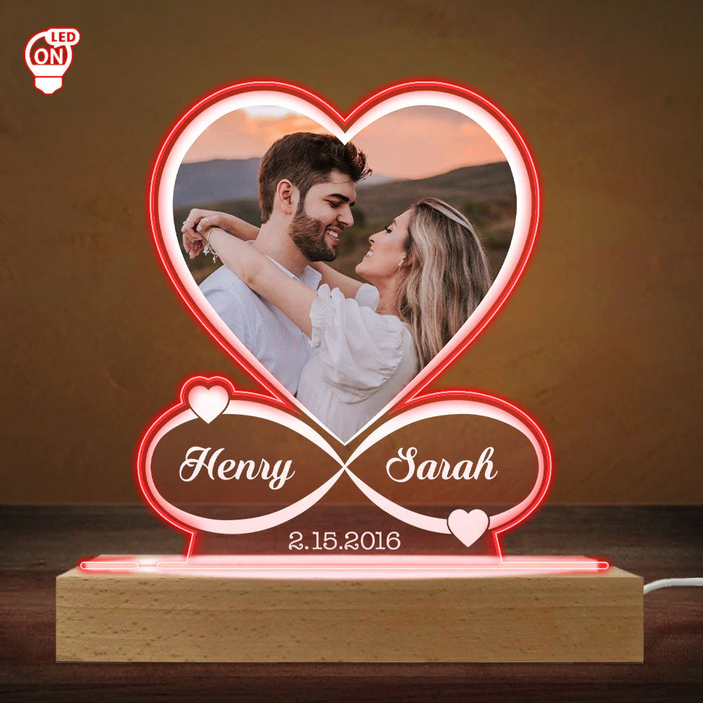 Custom Couple Photo Anniversary Valentines Day - Personalized Custom LED Light - Image 2