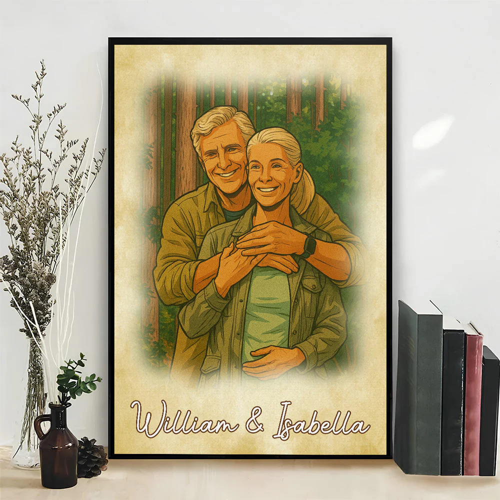 Custom Couple Photo Retro Style - Personalized Custom Poster - Image 3